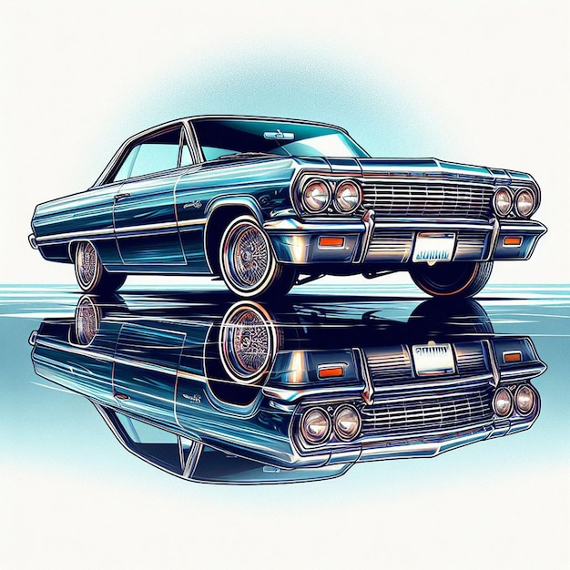 1964 chevy impala lowrider car pic isolated on white background