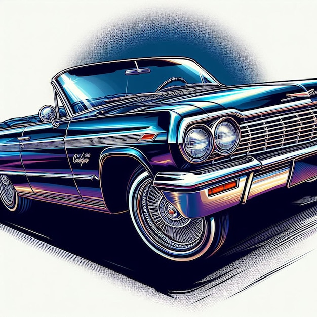 La foto dell'auto chevy impala lowrider del 1964 isolata su sfondo bianco