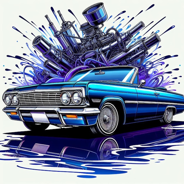 1964 chevy impala lowrider car pic isolated on white background