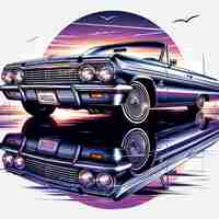 PSD 1964 chevy impala lowrider car pic isolated on white background