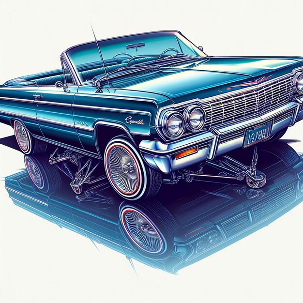 1964 chevy impala lowrider car pic isolated on white background