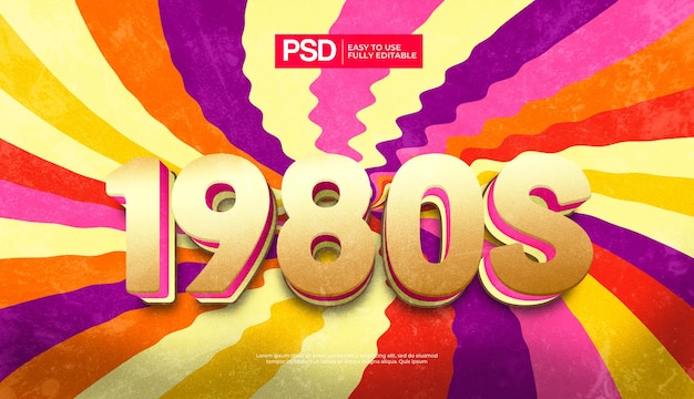 PSD 1980s retro text effect