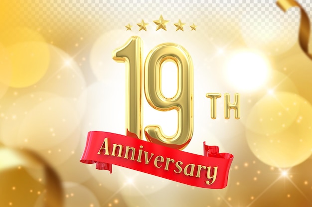 19th anniversary gold banner 3d