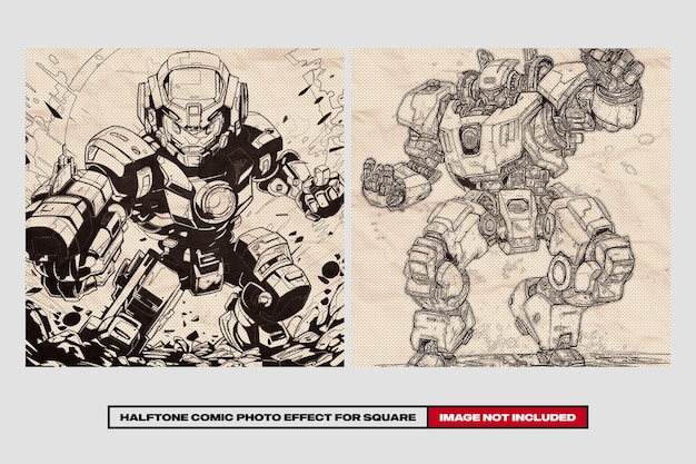 1Halftone Comic Photo Effect for Square