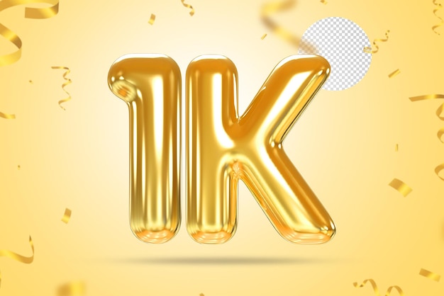 1k followers gold balloons number