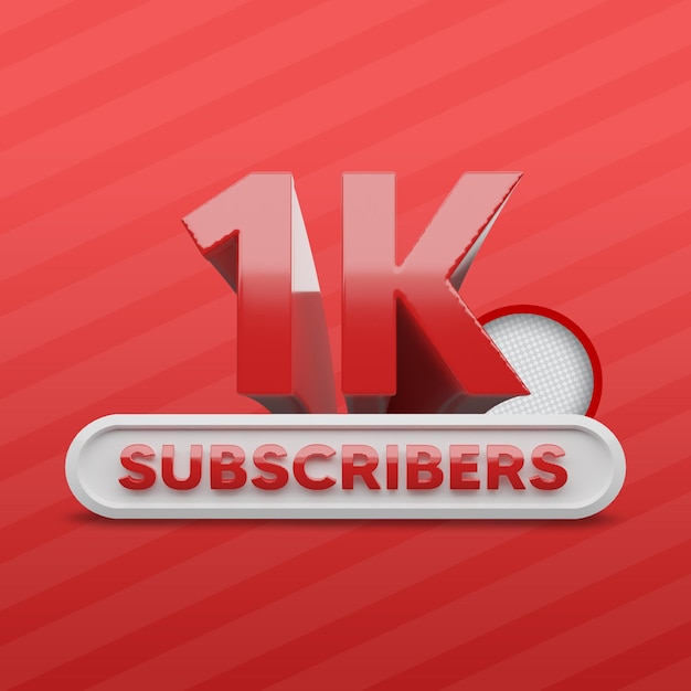 PSD 1k youtube channel subscribers 3d render