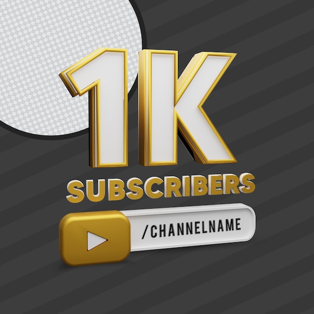 1k youtube subscribers 3d render