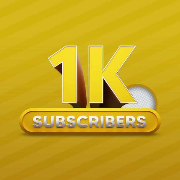 PSD 1k youtube subscribers golden 3d