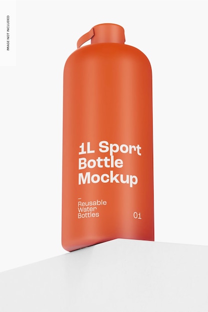 1l sport bottle mockup, low angle view