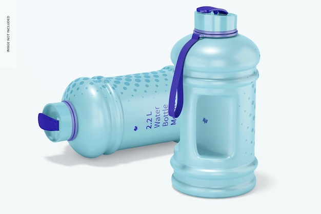 PSD 2.2 l water bottle mockup, dropped