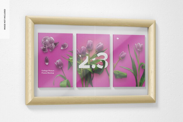 2:3 collage picture frame mockup, left view