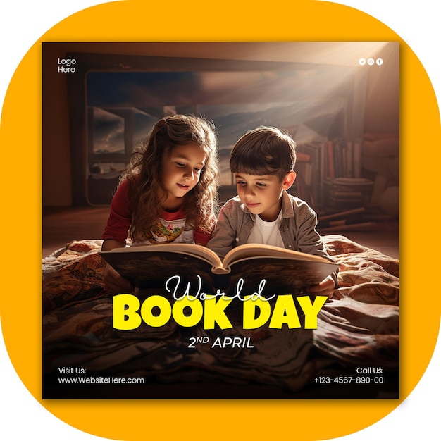 PSD 2 april world book day social media post