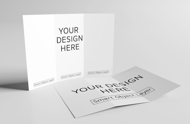 2 driebladige brochures Mockup