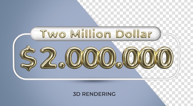 PSD 2 miljoen dollar posterontwerp met gouden kleur 3d render