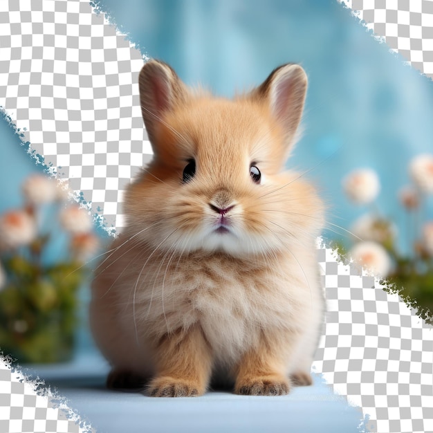 PSD 2 month old pet baby lop eared decorative rabbit transparent background