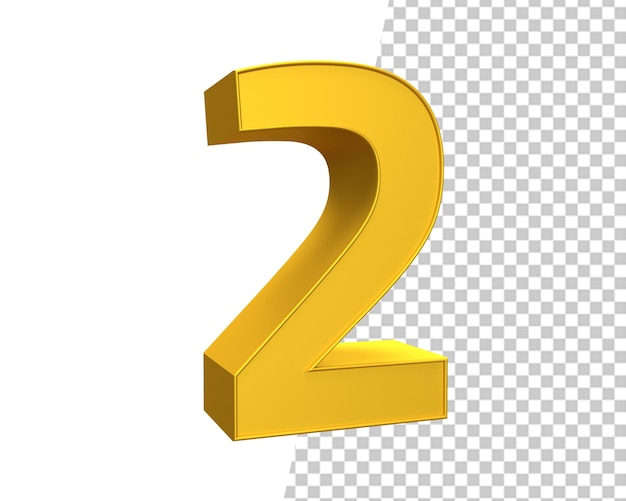 2 nummer twee gouden tekst 3d render