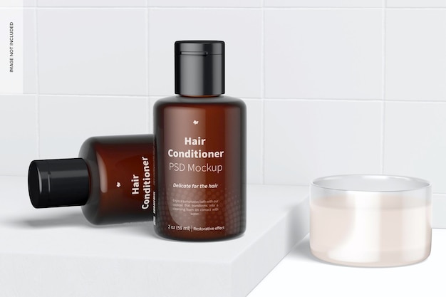 2 Oz Hair Conditioners Mockup, Standing and Dropped