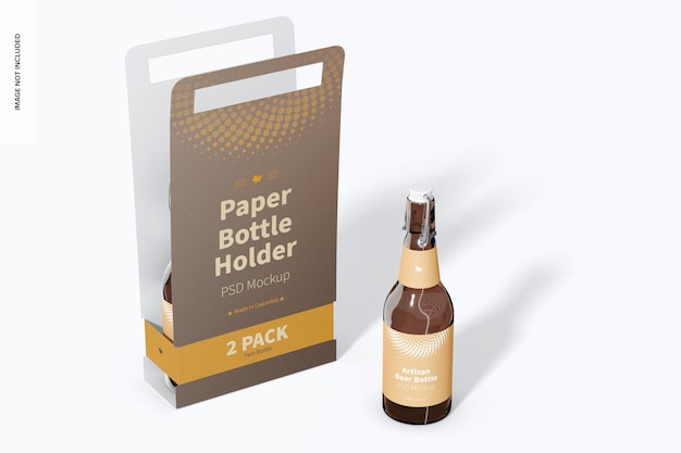 2 Pack Paper Bottle Holder Mockup