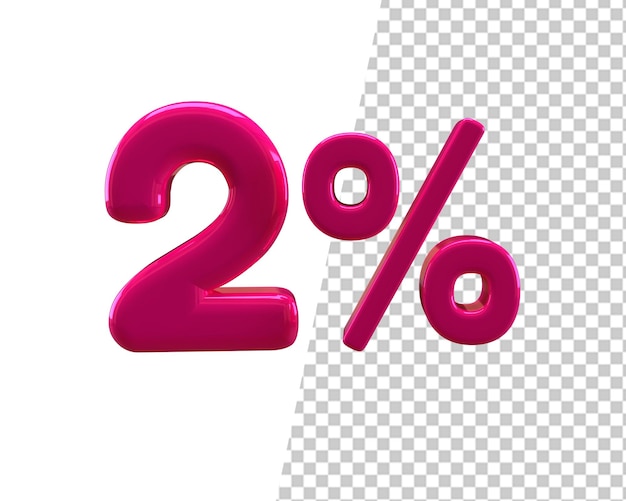 2 percent off sale 3d pink number