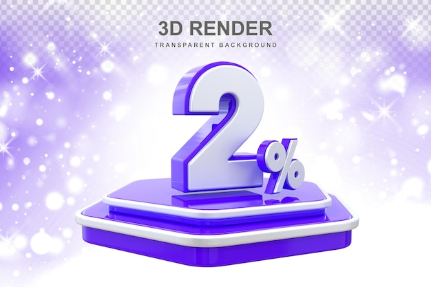 2 percent promotion podium 3d render