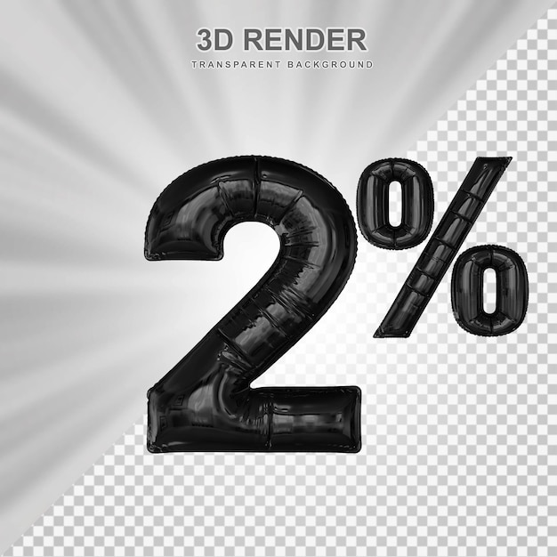 2 procent aanbieding in 3D Black Friday-ballonweergave