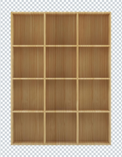 2 rows empty wooden rack mockup isolated. transparent.