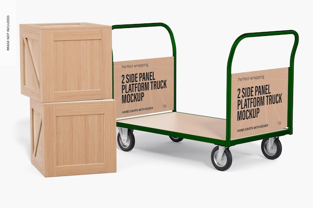 PSD 2 side panel platform truck mockup