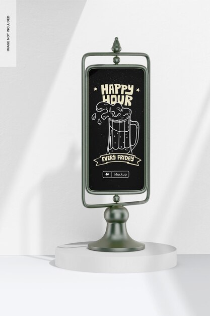 2 sided chalkboard on stand mockup, standing and dropped