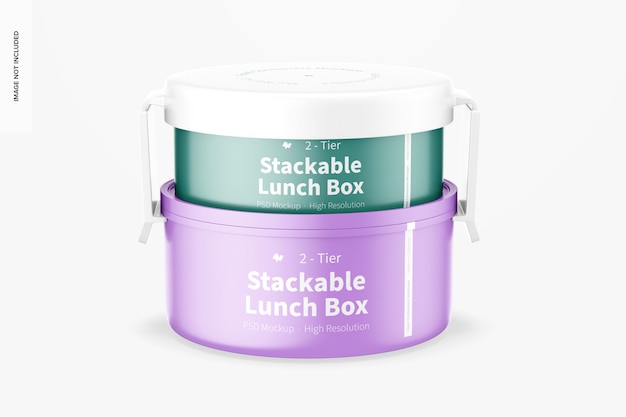 2-tier stackable lunch box mockup, front view