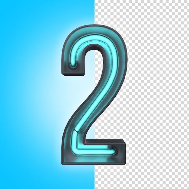 2 Two Neon 3D Letter