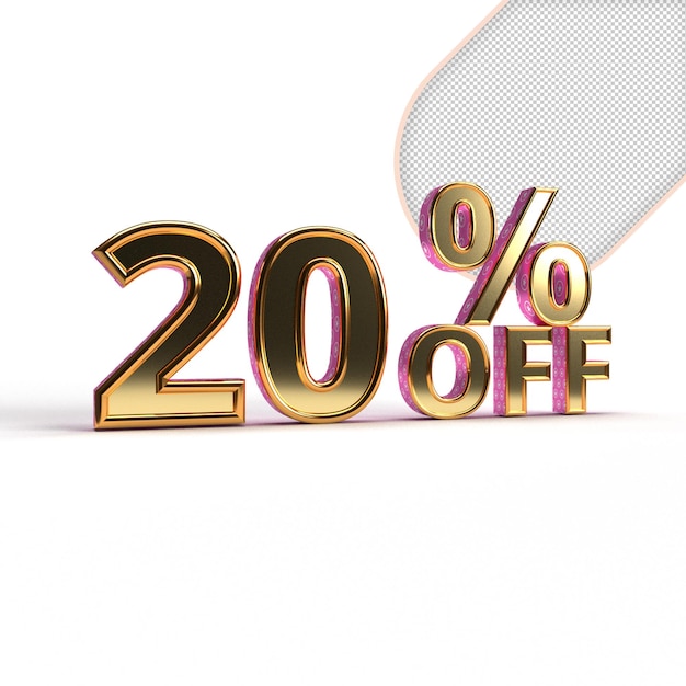 20 discount digits in gold metal twenty percent off golden sign