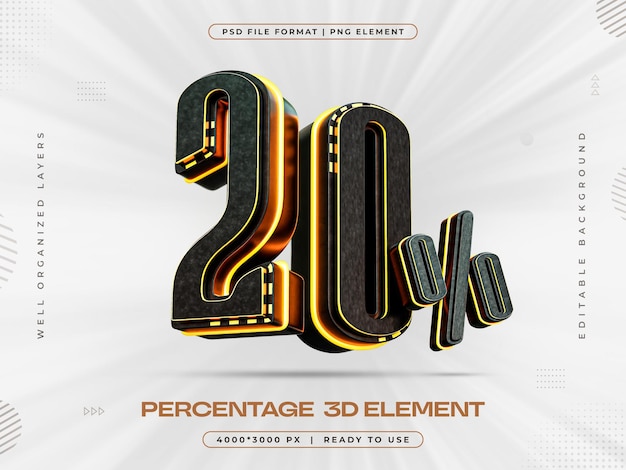 20% скидка Изолированная 3D-илюстрация