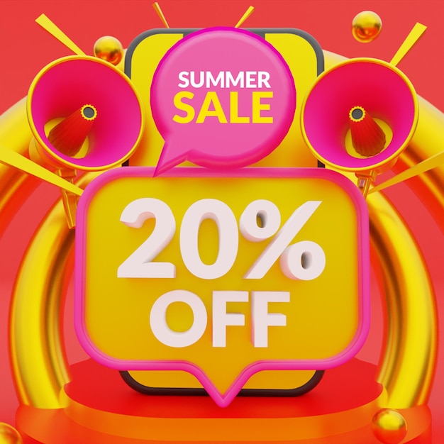 20 percent off promotional summer sale banner template