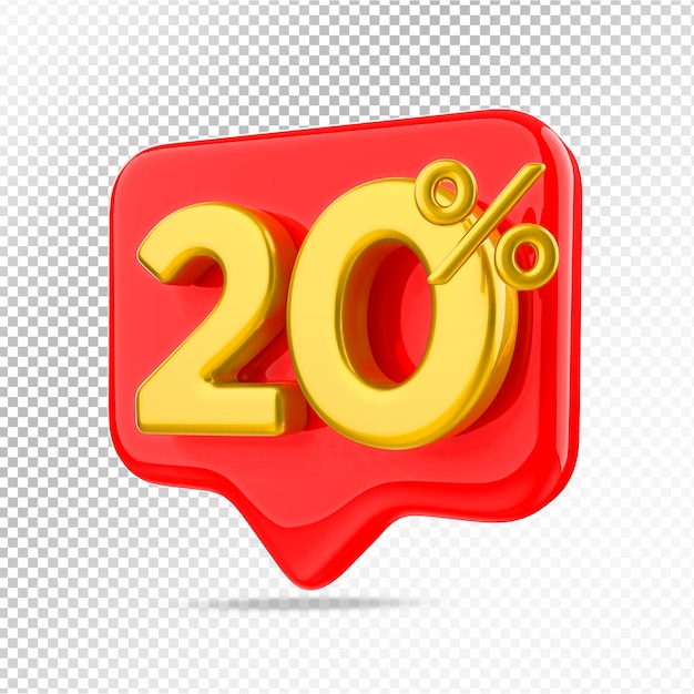 20 percent offer in red 3d rendering