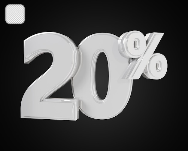 20 Percent Silver Number Discount 3D-illustratie