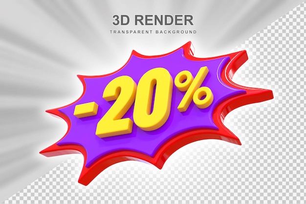 PSD 20% скидка на наклейку 3d