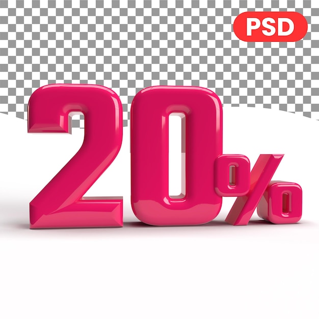 20 percent tag in highquality 3d rendering file sale label symbol for the shopping mall twenty