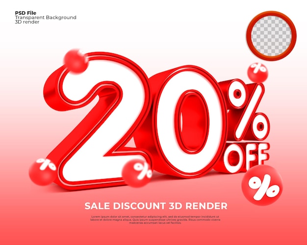 20 percentuale di rendering 3d colore rd