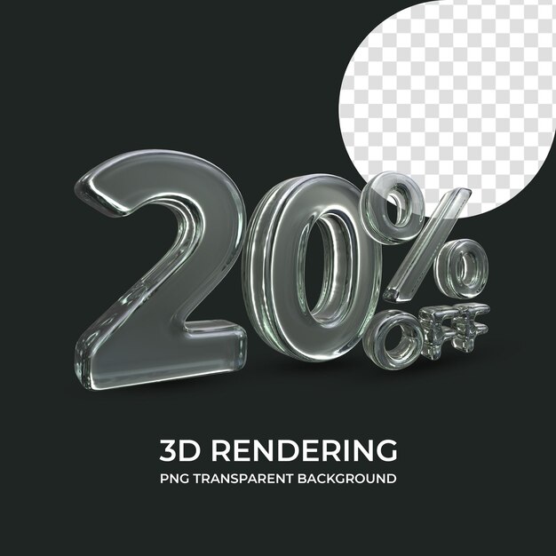 20 procent korting 3D-rendering geïsoleerde transparante achtergrond