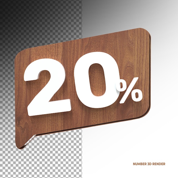 20 Procent Zniżki Symbol Sprzedaży 3d Wykonany Z Realistycznego Renderowania Drewna 3d