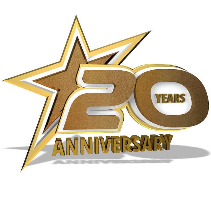 PSD 20周年記念 3dゴールドスター バッジ 記念日ロゴ