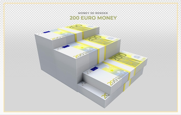 PSD 200 banknotów euro pieniędzy renderowania 3d