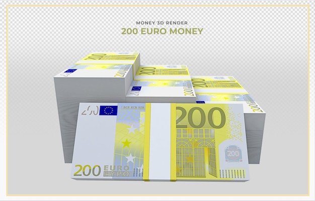 PSD 200 banknotów euro pieniędzy renderowania 3d