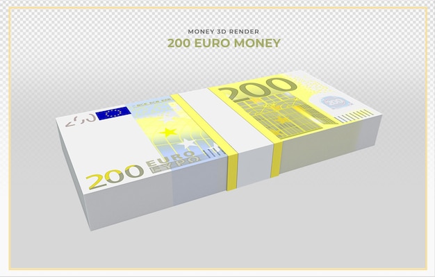 PSD 200ユーロ紙幣のお金の3dレンダリング