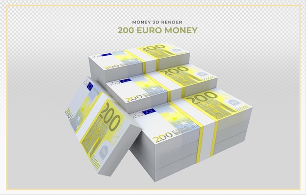 Банкноты 200 евро деньги 3d визуализации