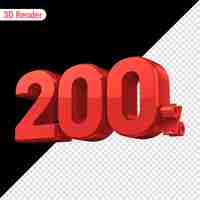 PSD 200 number 3d red render