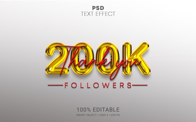 PSD effetto di testo modificabile da 200k psd disegno vettoriale premium
