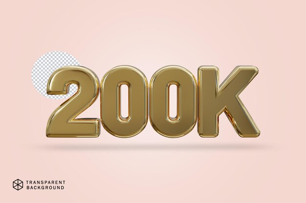 200k sociale media zoals volgers tekst 3d render