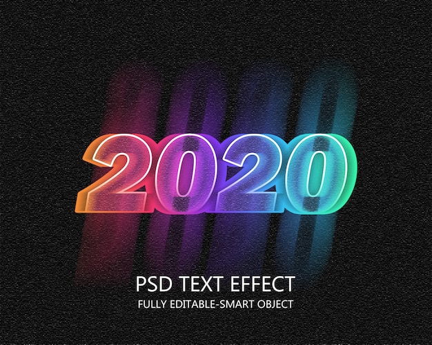 PSD 2020 neon tekst effect