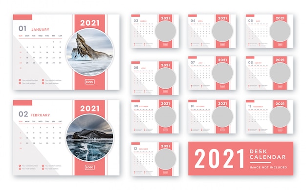 2021 modello di calendario da scrivania